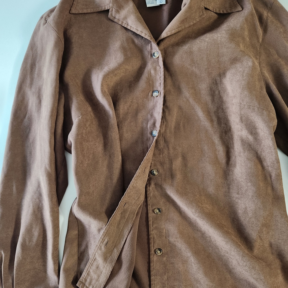 Vintage David Brooks Faux Suede Brown Button-up